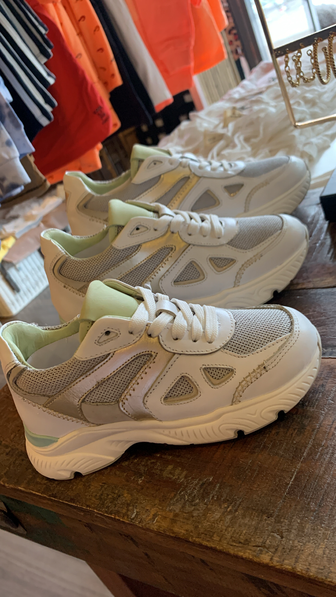 Hip Shoe Sneaker Leer Wit/Groen/Goud - BohemiaStore.nl